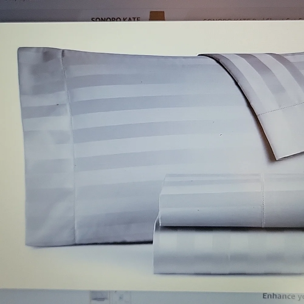 Coit & Campbell Premium Hotel Coll Silver Gray Stripe 500TC sheet set twin New …